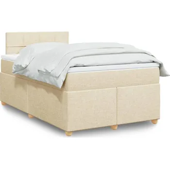 Nábytek vidaXL Box spring postel s matrací 120x200 cm textil [3288948] Barva: krémová