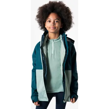 Chlapecká bunda KIPRUN Dětská běžecká bunda nepromokavá hřejivá Kiprun JKT 3v1 7 LET MODRÁ|ZELENÁ