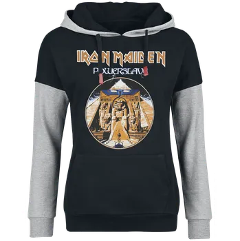 Dámská mikina Mikina s kapucí z Iron Maiden - Powerslave - Ženy - skvrnitá černá / šedá