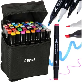 KIK Oboustranné lihové fixy v balení po 48 kusech