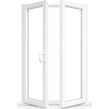 Vchodové dveře Plastové balkonové dveře | 195×210 cm (1950×2100 mm) | bílé | dvoukřídlé | otevíravé i sklopné | levé