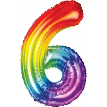 Balónek Fóliový balónek Číslice ''6'', 100 cm, duhový