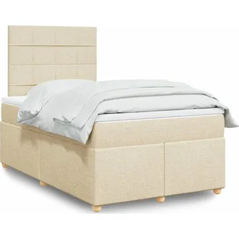 Postel vidaXL Box spring postel s matrací 120x200 cm textil [3293553] Barva: krémová