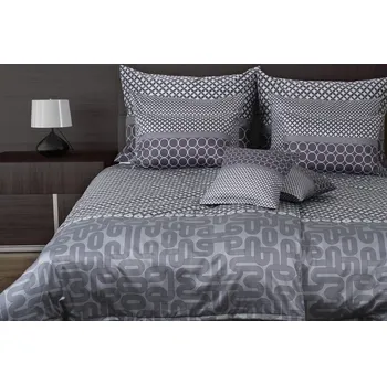 Povlečení Glamonde Saténové povlečení Andre šedé 140 x 200, 70 x 90 cm zipový uzávěr