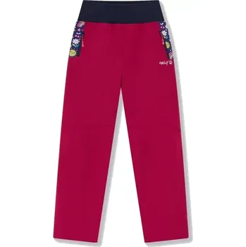 Dívčí kalhoty Dětské jarní softsehllové kalhoty B2583 růžové vel.128