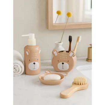 Sinsay - Koupelnová sada: mýdlenka, dávkovač mýdla a držák na zubní kartáčky - hnědá - 049GK-88X - 049GK-88X-ONE