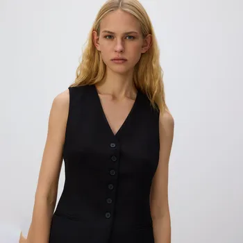 Dámské sako Reserved - Dlouhá vesta s viskózou - černý - 531GG-99X - 531GG-99X-38