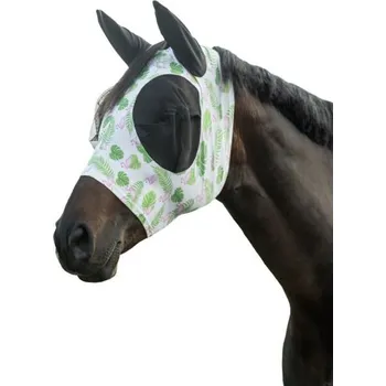 Koňská maska proti hmyzu HKM Maska proti hmyzu Flamingo Elastic HKM, s ochranou uší, green/pink PONY