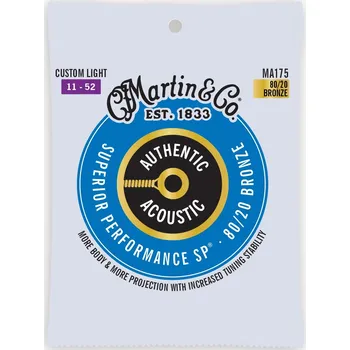 Struna pro kytaru a smyčcový nástroj Martin Authentic SP 80/20 Bronze Custom Light + prodloužená záruka 3 roky