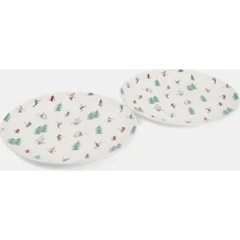 Talíř Sinsay - Zimní keramické talíře s lyžařským motivem, sada 2 ks - bílá - 880GC-00X - 880GC-00X-ONE