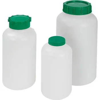Lahev se širokým hrdlem z HDPE, těsnění, zelené šroubovací víko, plombovatelné, 1500 ml, BJ = 6 ks