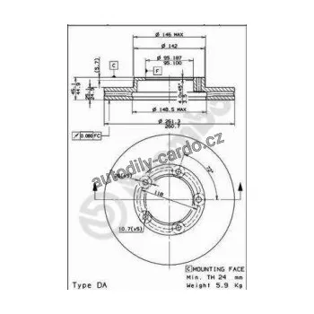 Brzdový kotouč Brzdový kotouč BREMBO 09.6724.10 - TOYOTA