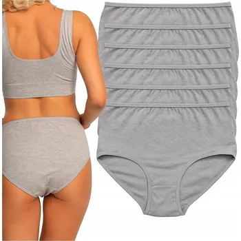 Dámské spodní prádlo 6X Kalhotky BAVLNA hladké s vysokým pasem ŠEDÉ Kalhotky Dámské Bavlněné XL