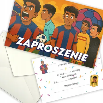 Pozvánka POZVÁNKA JAMAL YAMAL LEWY FOTBALOVÝ MÍČ NAROZENINOVÉ POZVÁNKY + OBÁLKY