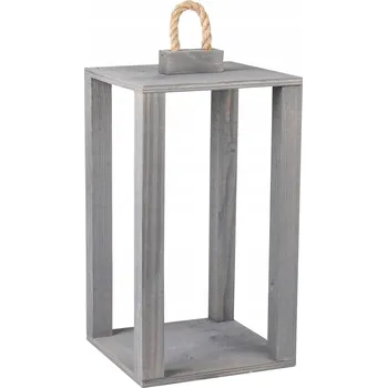 Obraz ŠEDÁ DŘEVĚNÁ LUCERNA LAMPION 20x20x38,5 cm