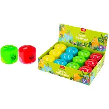 Ořezávátko EASY Kids Dvojité plastové ořezávátko se zásobníkem, 12 ks v balení, zvířátka