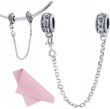 Řetízek Korálky Charms řetízek pojistný zámek ornament stříbrný STŘÍBRO ryzost s925