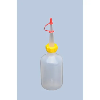 Dávkovací lahvička z plastu, objem 50 ml, kulatá, přírodní barva, BJ = 30 kusů