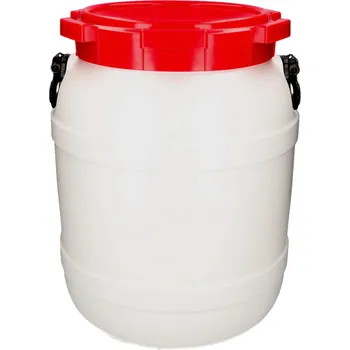 Sud Sud se širokým hrdlem typ WH 55 z polyethylenu, bílý s červeným víkem, objem 55 l