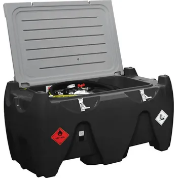 Palivová nádrž Mobilní čerpací zařízení na benzín, 150 litrů, s čerpadlem 12 V, s víkem