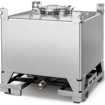 IBC kontejner Cube, z nerezu 1.4301, bezrámová konstrukce, NBR těsnění