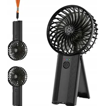 Domácí ventilátor Ruční přenosný mini ventilátor USB 2000 mAh, 4 rychlosti, černý