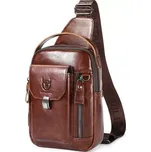 Bullcaptain kožená taška přes rameno s USB Kemer Hnědá 4L