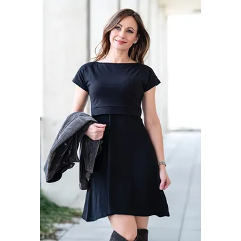 Těhotenská móda Krásná mamka Kojicí šaty Skater MODAL black Velikost: L