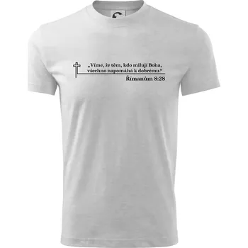 Chlapecké tričko Citáty z bible - Římanům 8:28 - Tričko dětské bavlněné - 98 cm / 2 roky ( Světlešedý Melír )