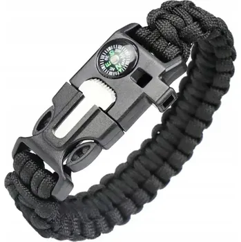 Šperk NÁRAMEK NA PŘEŽITÍ 5 V 1, KOMPAS KŘESADLO PÍŠŤALKA NŮŽ DA99