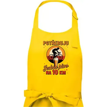 Kuchyňská zástěra Potřebuju jedno pivo na 10 km - Pánská zástěra na vaření - Univerzální velikost ( Žlutá )