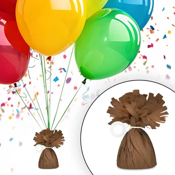 Balónek HNĚDÉ PAPÍROVÉ ZÁVAŽÍ NA BALÓNKY S HÉLIEM SVATBA SVATEBNÍ DEKORACE