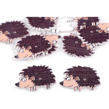 Knoflík Stoklasa Dřevěný dekorační knoflík varianta 2 hnědý ježek 10 ks