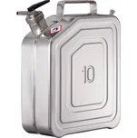 Bezpečnostní kanystr z nerezu s čepovacím kohoutem a větráním, objem 10 l