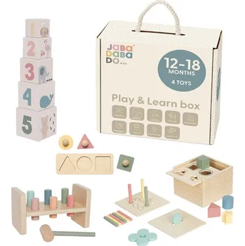 Dřevěná hračka JaBaDaBaDo Sada hraček (edukativní box) pro děti 12–18 měsíců