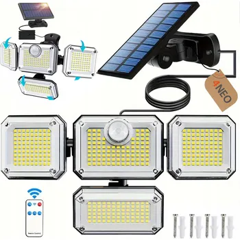 Venkovní osvětlení SOLÁRNÍ LAMPA LED 4v1 VENKOVNÍ ULICNÍ SE SENZOREM POHYBU A SOUMRAKU + DÁLKOVÉ OVLÁDÁNÍ
