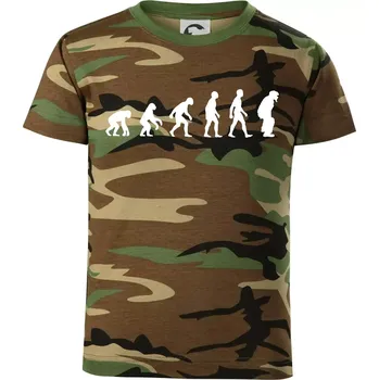 Chlapecké tričko Evoluce baseball chytač - Dětské maskáčové triko - 122 cm/6 let ( Hnědý maskáč )