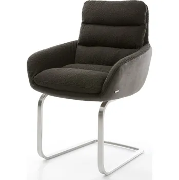 Jídelní židle DELIFE Jídelní židle Abelia-Flex s područkami kombinace materiálů černá jídelní židle plochá nerezová ocel