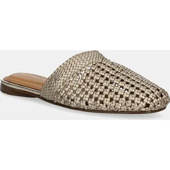 Dámské pantofle Pantofle Tommy Hilfiger CROCHET METALLIC LEATHER MULE dámské, zlatá barva, FW0FW08606 GLD, EUR 36