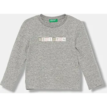 Chlapecké tričko Dětské bavlněné tričko s dlouhým rukávem United Colors of Benetton 3I9WG10JS.P.seasonal šedá 09X, vel. 104