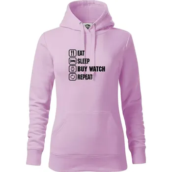 Dámská mikina Eat sleep buy watch reapeat - Mikina dámská Cape s kapucí - S ( Orchid )