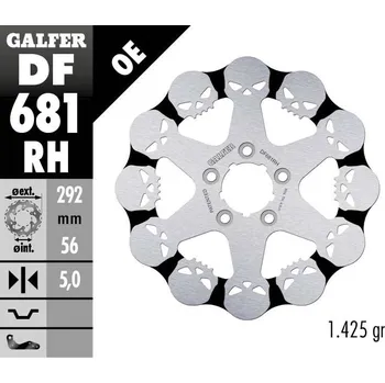 Brzdový kotouč Zadní brzdový kotouč HARLEY-DAVIDSON (292X56X5) SKULL (vzor lebky), GALFER