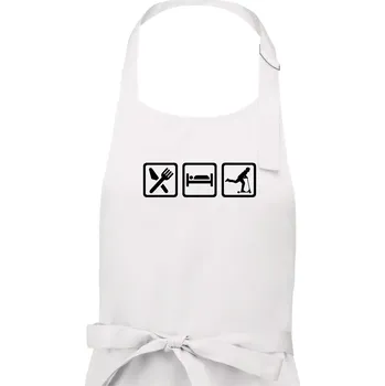Kuchyňská zástěra Eat sleep koloběh - koloběžka - Dámská zástěra na vaření - Univerzální velikost ( Bílá )