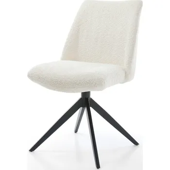 Jídelní židle DELIFE Jídelní židle Elso-Flex bouclé bílá křížová podnož široká černá 360° otočná houpací funkce taštičkové pružiny