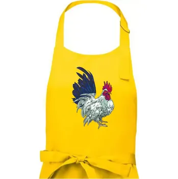 Kuchyňská zástěra Kohout kreslený bílý - Dámská zástěra na vaření - Univerzální velikost ( Žlutá )