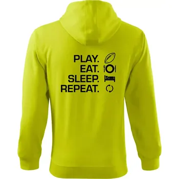 Pánská mikina Play Eat Sleep Repeat americký fotbal - Mikina s kapucí na zip trendy zipper - XL ( Limetková )