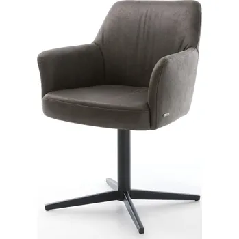 Jídelní židle DELIFE Jídelní židle Xana-Flex s područkami mikrovlákno antracit vintage černá křížová podnož 360° otočný taštičkové pružiny