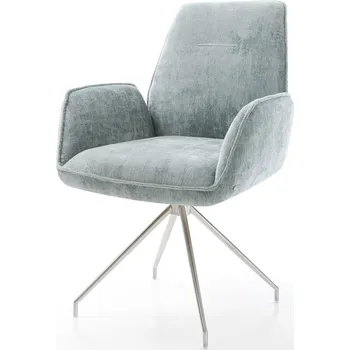 Jídelní židle DELIFE Jídelní židle Zoa-Flex žinylka pastelově modrá křížová podnož zúžená nerezová ocel 180° otočná taštičkové pružiny