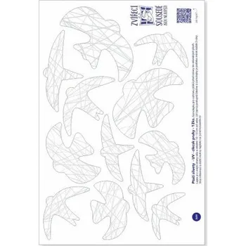 samolepka UV Samolepky na sklo proti ptákům 12ks - siluety s cikcak pruhy