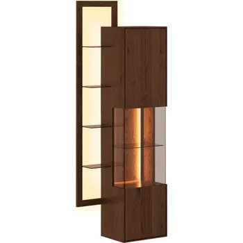 Knihovna Dubová vitrína SALVATORE Tabaco s osvětlením